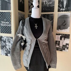 Hollister Gray Cable Knit Women's Cardigan